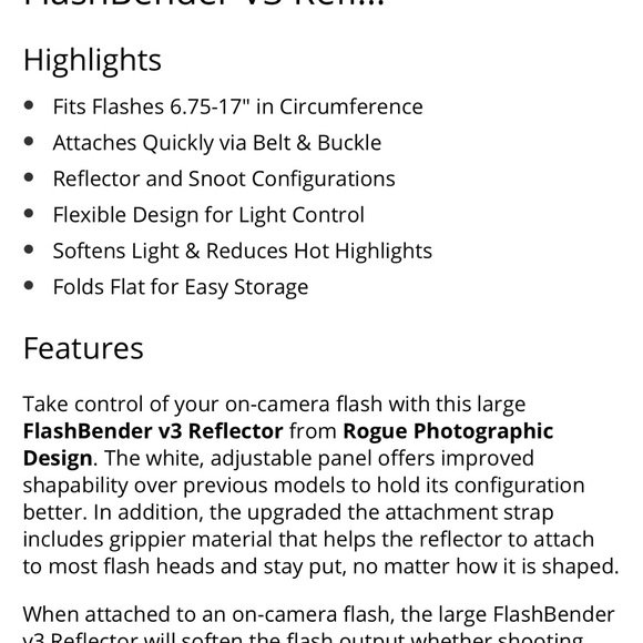 Rogue v3 Flashbender Photography OCF dash Modifier - Picture 7 of 7